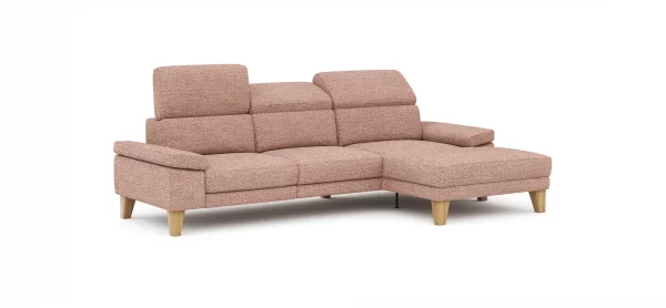 Ecksofa Hudson - 2,5-Sitzer mit Longchair rechts inkl. Kopfteil verstellbar, Stoff, Kupfer – Bild 3