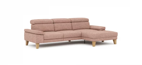 Ecksofa Hudson - 2,5-Sitzer mit Longchair rechts inkl. Kopfteil verstellbar, Stoff, Kupfer – Bild 6
