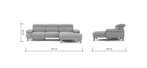 Ecksofa Hudson - 2,5-Sitzer mit Longchair rechts, inkl. Kopfteil/Armlehne verstellbar und Relaxfunktion (motorisch), Stoff, Kupfer – Bild 8