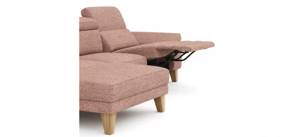 Ecksofa Hudson - Longchair links mit 2,5-Sitzer, inkl. Kopfteil/Armlehne verstellbar und Relaxfunktion (motorisch), Stoff, Kupfer – Bild 2
