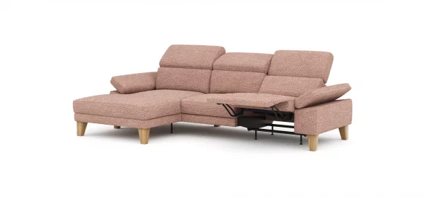 Ecksofa Hudson - Longchair links mit 2,5-Sitzer, inkl. Kopfteil/Armlehne verstellbar und Relaxfunktion (motorisch), Stoff, Kupfer – Bild 4