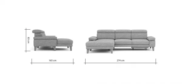 Ecksofa Hudson - Longchair links mit 2,5-Sitzer, inkl. Kopfteil/Armlehne verstellbar und Relaxfunktion (motorisch), Stoff, Kupfer – Bild 8