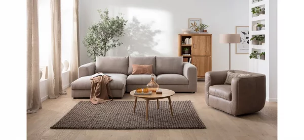 Sessel Stormy - drehbar, Leder, Taupe – Bild 2