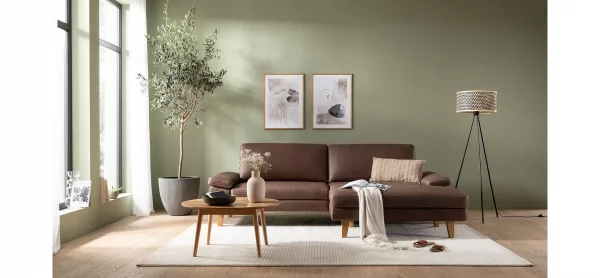 Ecksofa Houston - 1,75-Sitzer mit Longchair groß rechts, inkl. Sitztiefenverstellung und Armlehne klappbar, Leder, Dunkelbraun – Bild 2