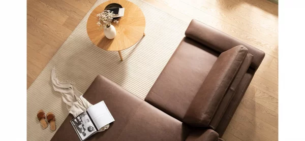 Ecksofa Houston - 1,75-Sitzer mit Longchair groß rechts, inkl. Sitztiefenverstellung und Armlehne klappbar, Leder, Dunkelbraun – Bild 4
