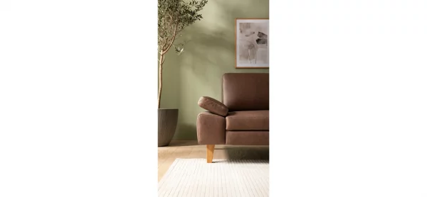 Ecksofa Houston - 1,75-Sitzer mit Longchair groß rechts, inkl. Sitztiefenverstellung und Armlehne klappbar, Leder, Dunkelbraun – Bild 6