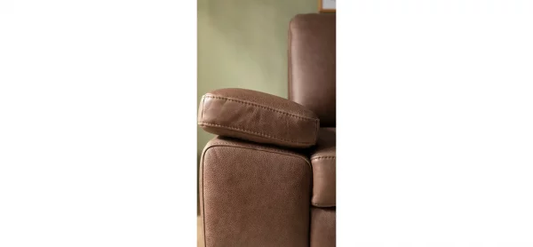 Ecksofa Houston - 1,75-Sitzer mit Longchair groß rechts, inkl. Sitztiefenverstellung und Armlehne klappbar, Leder, Dunkelbraun – Bild 7