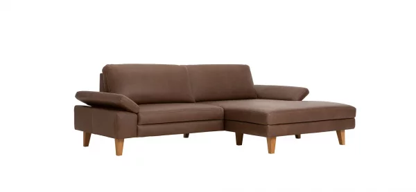 Ecksofa Houston - 1,75-Sitzer mit Longchair groß rechts, inkl. Sitztiefenverstellung und Armlehne klappbar, Leder, Dunkelbraun – Bild 8