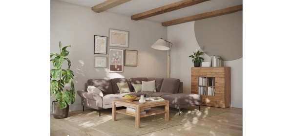 Ecksofa Rockport A - 2,5-Sitzer mit Ecke rechts inkl. Armlehne klappbar, Stoff, Braun – Bild 2