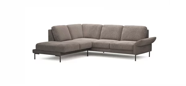 Ecksofa Rockport A - Ecke links mit 2,5-Sitzer rechts, inkl. Sitzauszug (motorisch) und Armlehne klappbar, Stoff, Braun – Bild 3