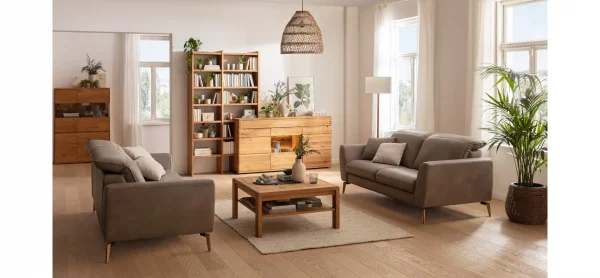 Sofa Tulsa KV - 3-Sitzer, inkl. Kopfteilverstellung, Leder, Graubeige – Bild 2