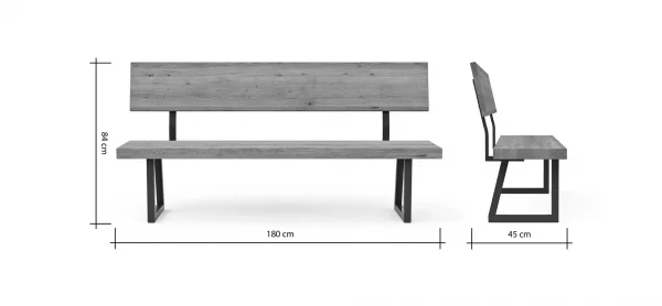 Holzbank Clifton - mit Rückenlehne, Breite ca. 180cm, Zerreiche massiv, natur – Bild 4