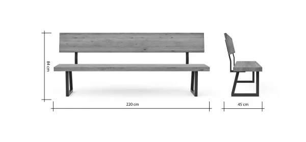 Holzbank Clifton - mit Rückenlehne, Breite ca. 220 cm, Zerreiche massiv, smoked – Bild 4