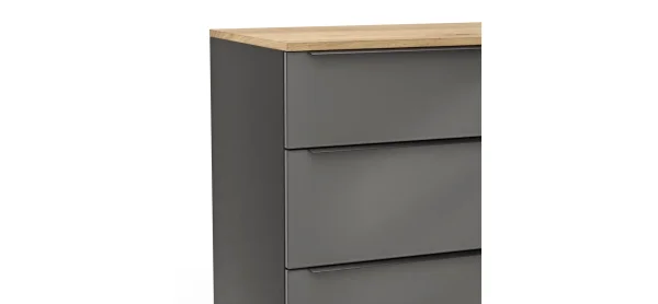 Kommode Colorado Beimöbel - BHT ca. 90x87x43 cm, Dunkelgrau, Griffe schwarz – Bild 3