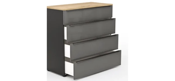 Kommode Colorado Beimöbel - BHT ca. 90x87x43 cm, Dunkelgrau, Griffe schwarz – Bild 5