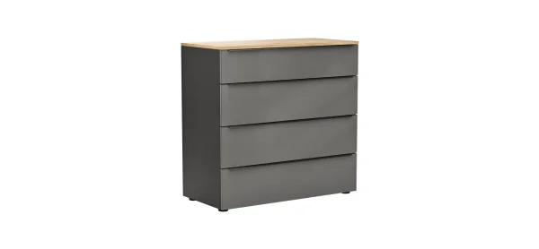 Kommode Colorado Beimöbel - BHT ca. 90x87x43 cm, Dunkelgrau, Griffe schwarz