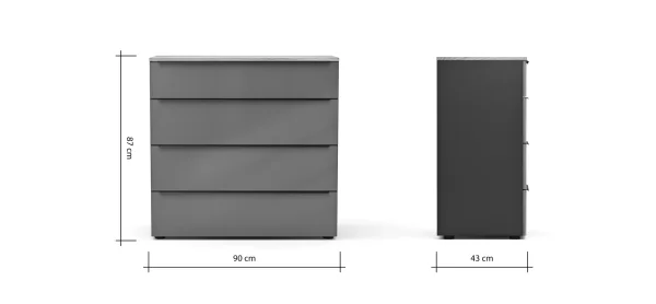 Kommode Colorado Beimöbel - BHT ca. 90x87x43 cm, Dunkelgrau, Griffe schwarz – Bild 9