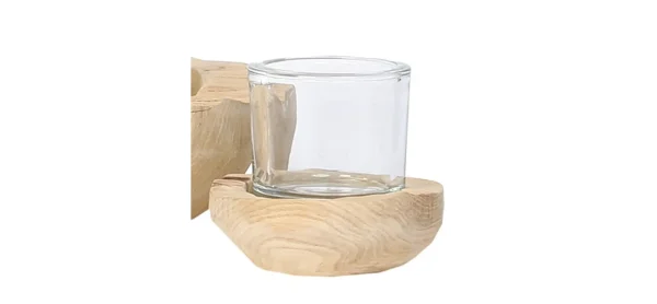 Windlicht - Holz/Glas, H ca. 11 cm, Glas-DH ca. 9x8 cm