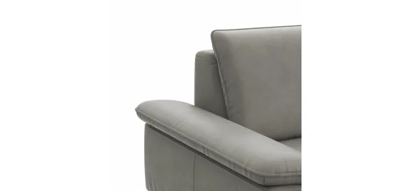 Ecksofa Tulsa KS - 2,5-Sitzer, Spitzecke und 1,5-Sitzer mit Anstellhocker rechts, Leder, Graubeige – Bild 3