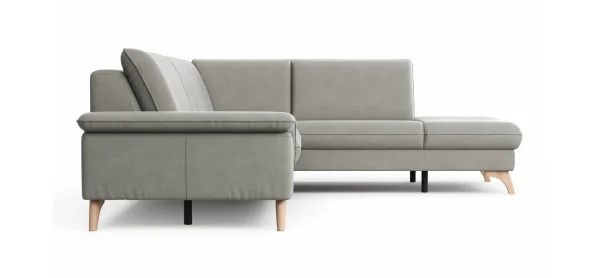 Ecksofa Tulsa KS - 2,5-Sitzer, Spitzecke und 1,5-Sitzer mit Anstellhocker rechts, Leder, Graubeige – Bild 5