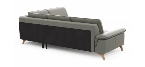 Ecksofa Tulsa KS - 2,5-Sitzer, Spitzecke und 1,5-Sitzer mit Anstellhocker rechts, Leder, Graubeige – Bild 6