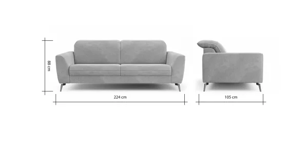 Sofa Tulsa KV - 3-Sitzer, inkl. Kopfteilverstellung, Stoff, Graubeige – Bild 9