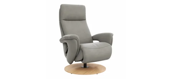 Sessel Tulsa Relax - Größe M, inkl. Fußteil/Rückenlehne verstellbar (motorisch), inkl. Kopfteilverstellung, Leder, Graubeige