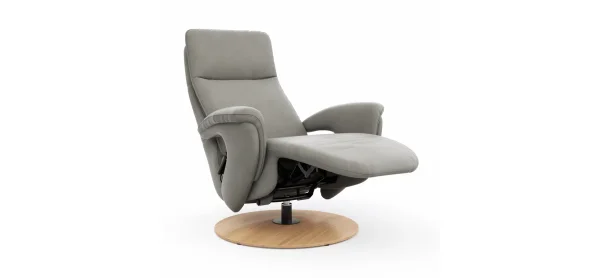 Sessel Tulsa Relax - Größe M, inkl. Fußteil/Rückenlehne verstellbar (motorisch), inkl. Kopfteilverstellung, Leder, Graubeige – Bild 8