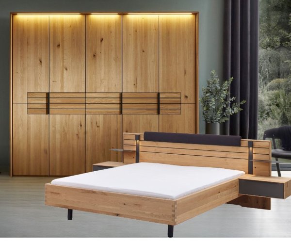 Bettanlage mit Nachtkonsolen und 5türigen Kleiderschrank "Natura Scottsdale"