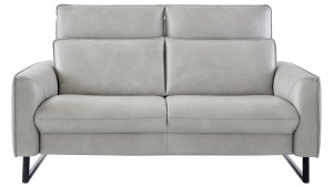 Sofa Avela - 2-Sitzer inkl. Kopfteil verstellbar, Leder, Steingrau