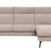 Ecksofa Avela - 2,5-Sitzer mit Longchair rechts inkl. Kopfteile verstellbar, Stoff, Bisquit