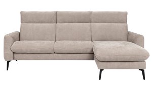 Ecksofa Avela - 2,5-Sitzer mit Longchair rechts inkl. Kopfteile verstellbar, Stoff, Bisquit
