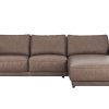 Ecksofa Balok - 2,5-Sitzer mit Longchair groß rechts, Leder, Dunkelbraun