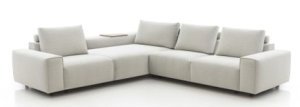 Ecksofa Sorano - Ecke links, 2-Sitzer, inkl. Relaxfunktion und motorischen Sitzvorzug, Stoff, Graubeige
