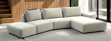 Ecksofa Sorano - 2,5-Sitzer, Longchair rechts, Stoff, Beige