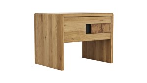 Nachttisch Baltimore - Links, Wildeiche massiv, mit Hirnholzeinsatz