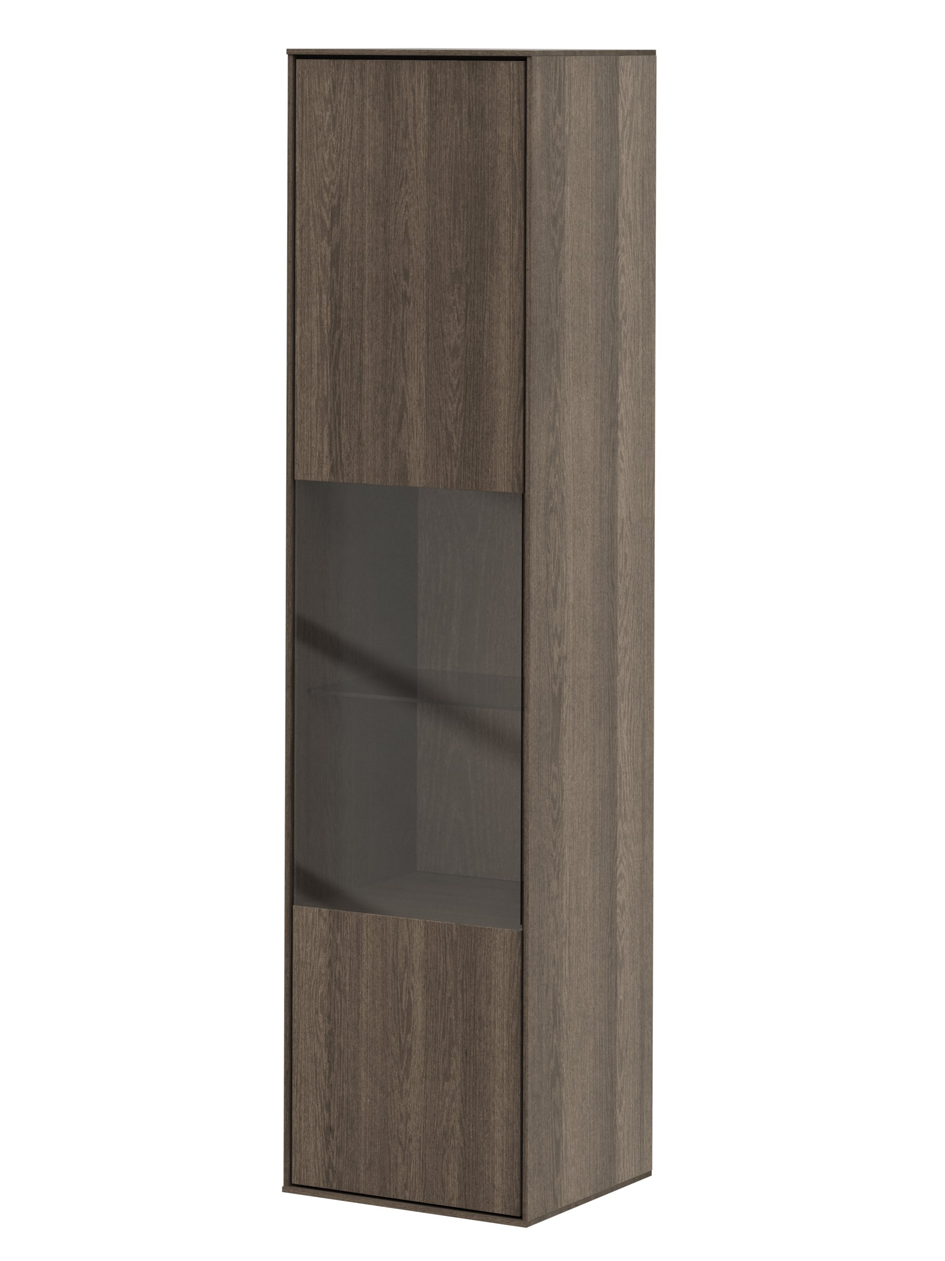 Hängevitrine Saratoga - Anschlag Links, Buche massiv, silbergrau geölt