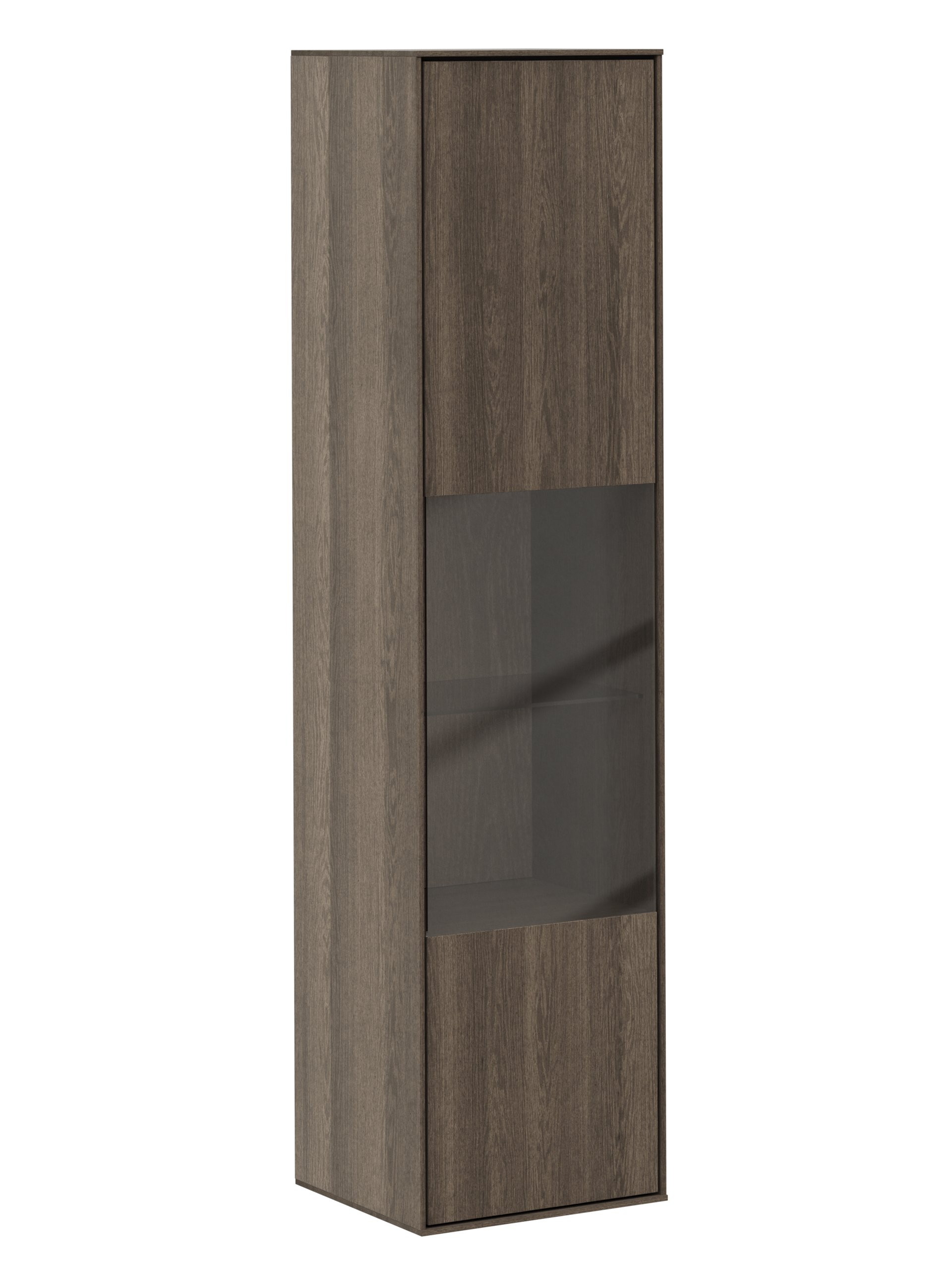 Hängevitrine Saratoga - Anschlag Rechts, Buche massiv, silbergrau geölt