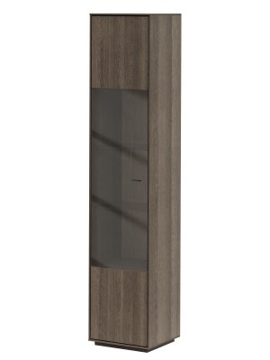 Vitrine Saratoga - links, Buche massiv, silbergrau geölt