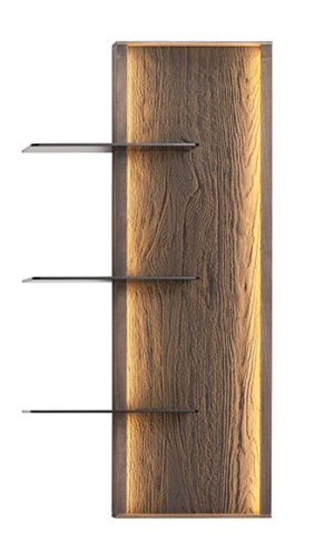 Wandregal Saratoga - inkl. Beleuchtung, rechtsseitig, Buche massiv, silbergrau geölt