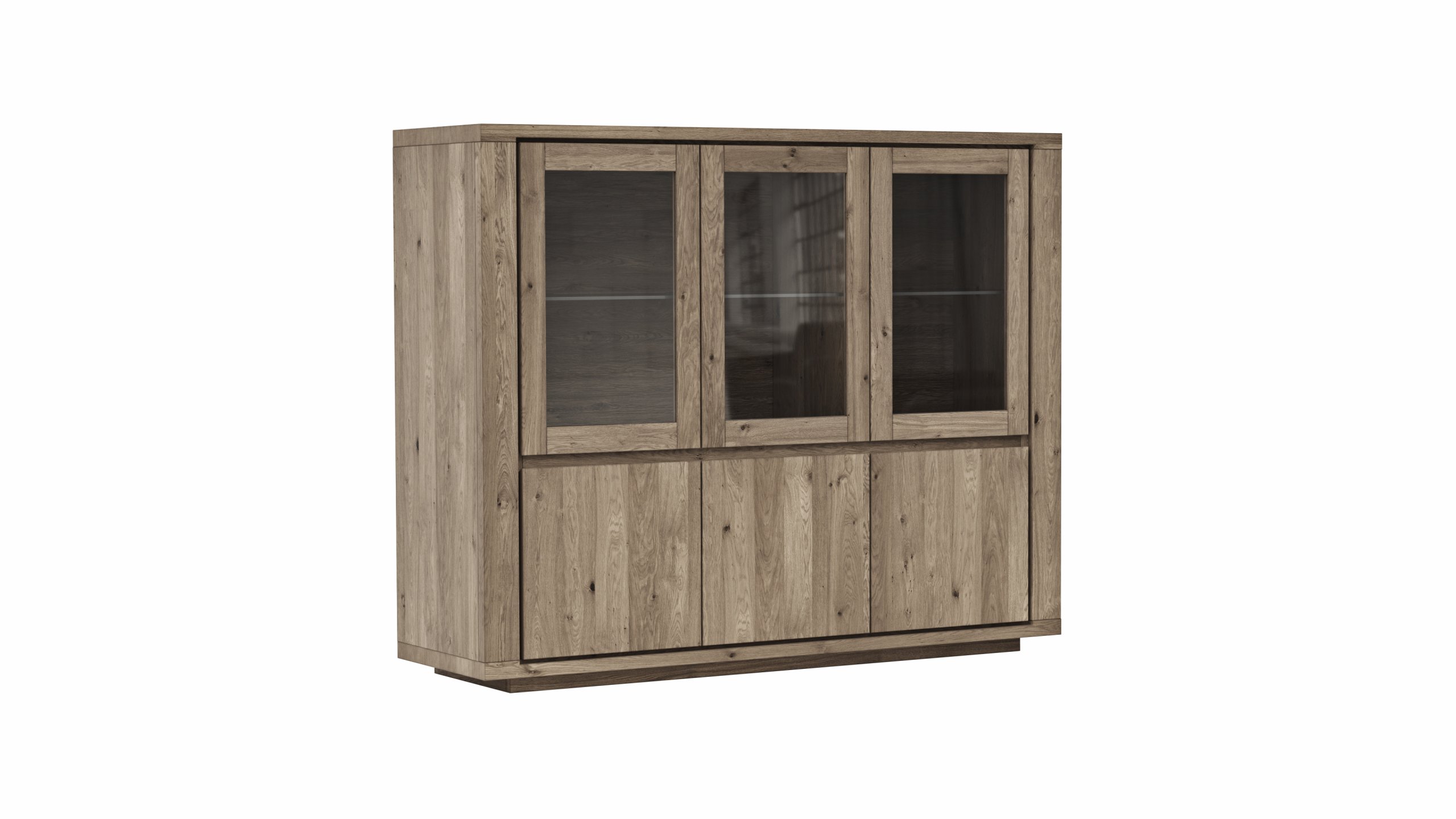 Highboard Bakersfield - sichtbare Rückwand geschroppt, Asteiche massiv, barrique