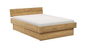 Bettgestell 1660 - Liegefläche ca. 140x200 cm, Wildeiche massiv, geölt