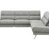 Ecksofa San Fernando – Ecke links mit 2-Sitzer, Armlehne verstellbar, Rückenlehne/Sitztiefe verstellbar, Stoff, Grau