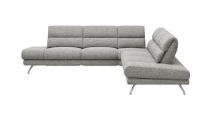 Ecksofa San Fernando – Ecke links mit 2-Sitzer, Armlehne verstellbar, Rückenlehne/Sitztiefe verstellbar, Stoff, Grau