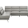 Ecksofa San Fernando - 2-Sitzer mit Ecke rechts, Armlehne verstellbar, Rückenlehne/Sitztiefe verstellbar, Relaxfunktion motorisch, Leder, Steingrau
