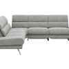 Ecksofa San Fernando - 2-Sitzer mit Ecke rechts, Armlehne verstellbar, Rückenlehne/Sitztiefe verstellbar, Relaxfunktion motorisch, Stoff, Grau