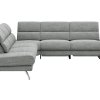 Ecksofa San Fernando - 2-Sitzer mit Ecke rechts, Armlehne verstellbar, Rückenlehne/Sitztiefe verstellbar, Relaxfunktion motorisch, Stoff, Eisblau