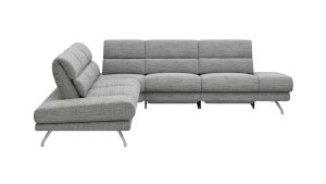 Ecksofa San Fernando - 2-Sitzer mit Ecke rechts, Armlehne verstellbar, Rückenlehne/Sitztiefe verstellbar, Relaxfunktion motorisch, Stoff, Eisblau