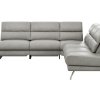 Ecksofa San Fernando – Ecke links mit 2-Sitzer, Armlehne verstellbar, Rückenlehne/Sitztiefe verstellbar,  Relaxfunktion motorisch, Leder, Steingrau