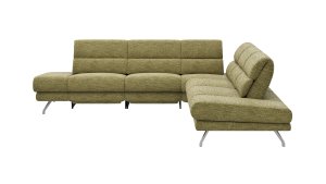 Ecksofa San Fernando – Ecke links mit 2-Sitzer, Armlehne verstellbar, Rückenlehne/Sitztiefe verstellbar,  Relaxfunktion motorisch, Stoff, Moos